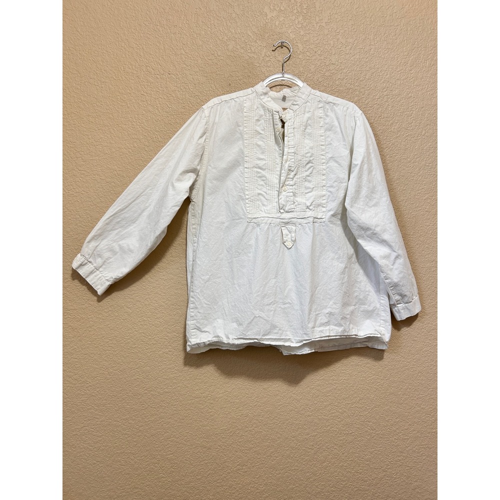 Wah Maker Medium Victorian Bib Front Shirt White Western Reenactment Pullover